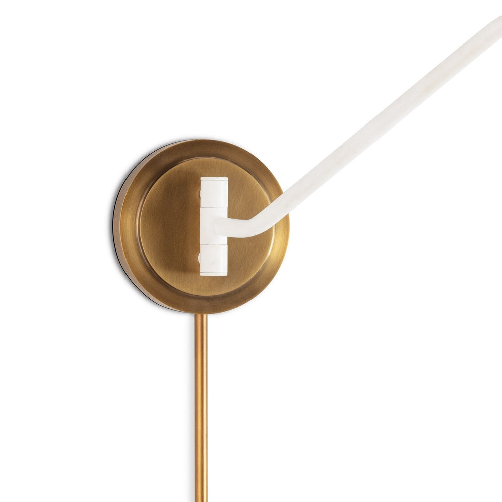 
                      
                        Spyder Single Arm Sconce (White and Natural Brass)
                      
                    