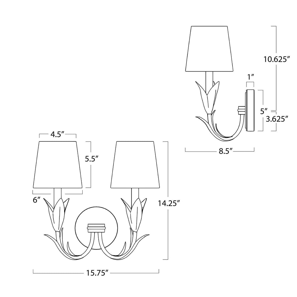
                      
                        River Reed Sconce Double (Antique Gold Leaf with Natural Linen Shade)
                      
                    
