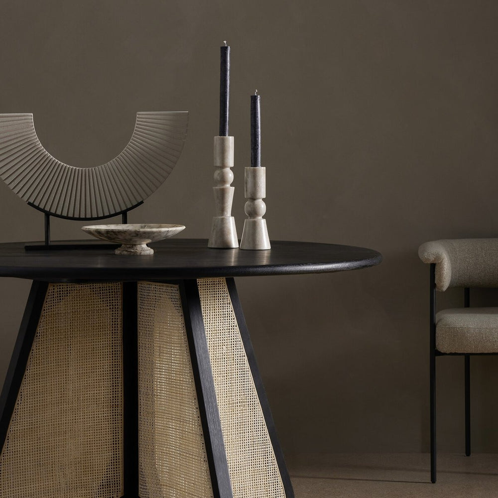 Rosette Taper Candlesticks - Creamy Taupe Marble Solid