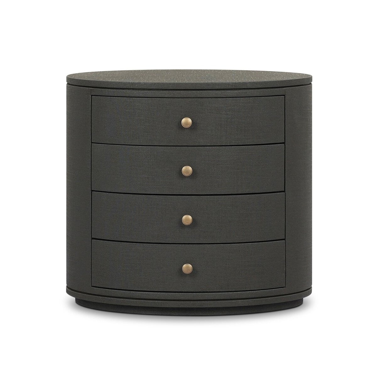Amelia Oval Nightstand - Dark Green Lacquered Linen