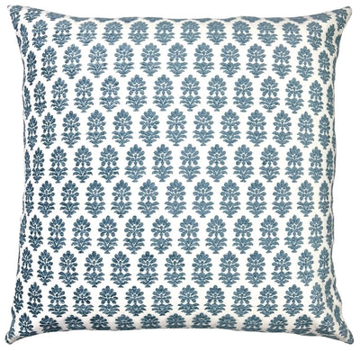 Francie Horizon - Blue Block Inspired Floral Throw Pillow