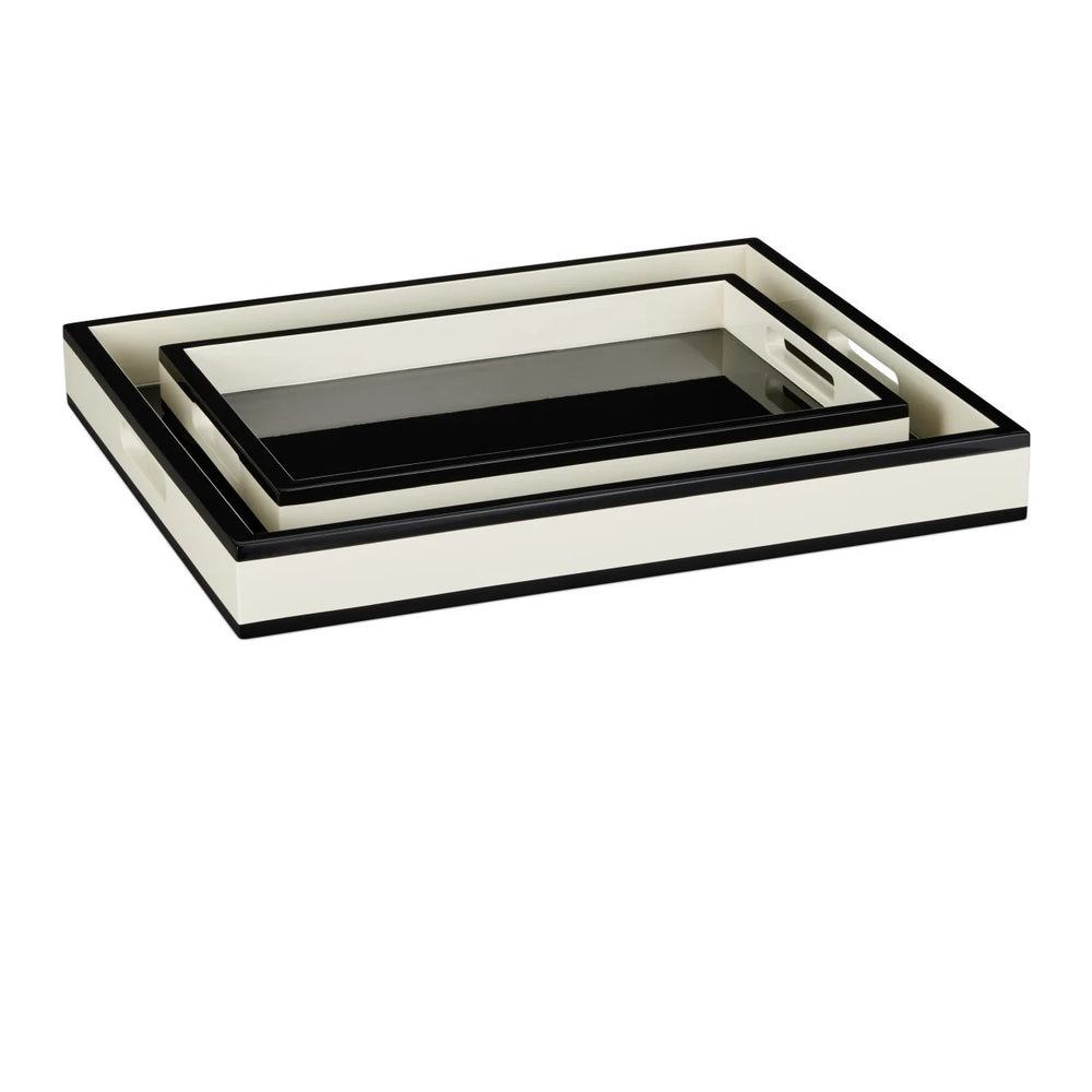 Ivory Lacquer Tray Set of 2