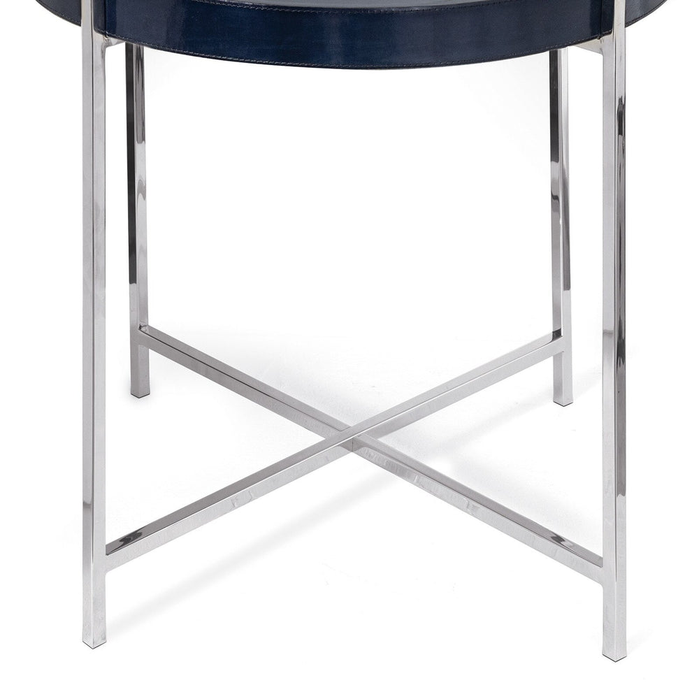 
                      
                        Derby Leather Tray Table (Blue).
                      
                    