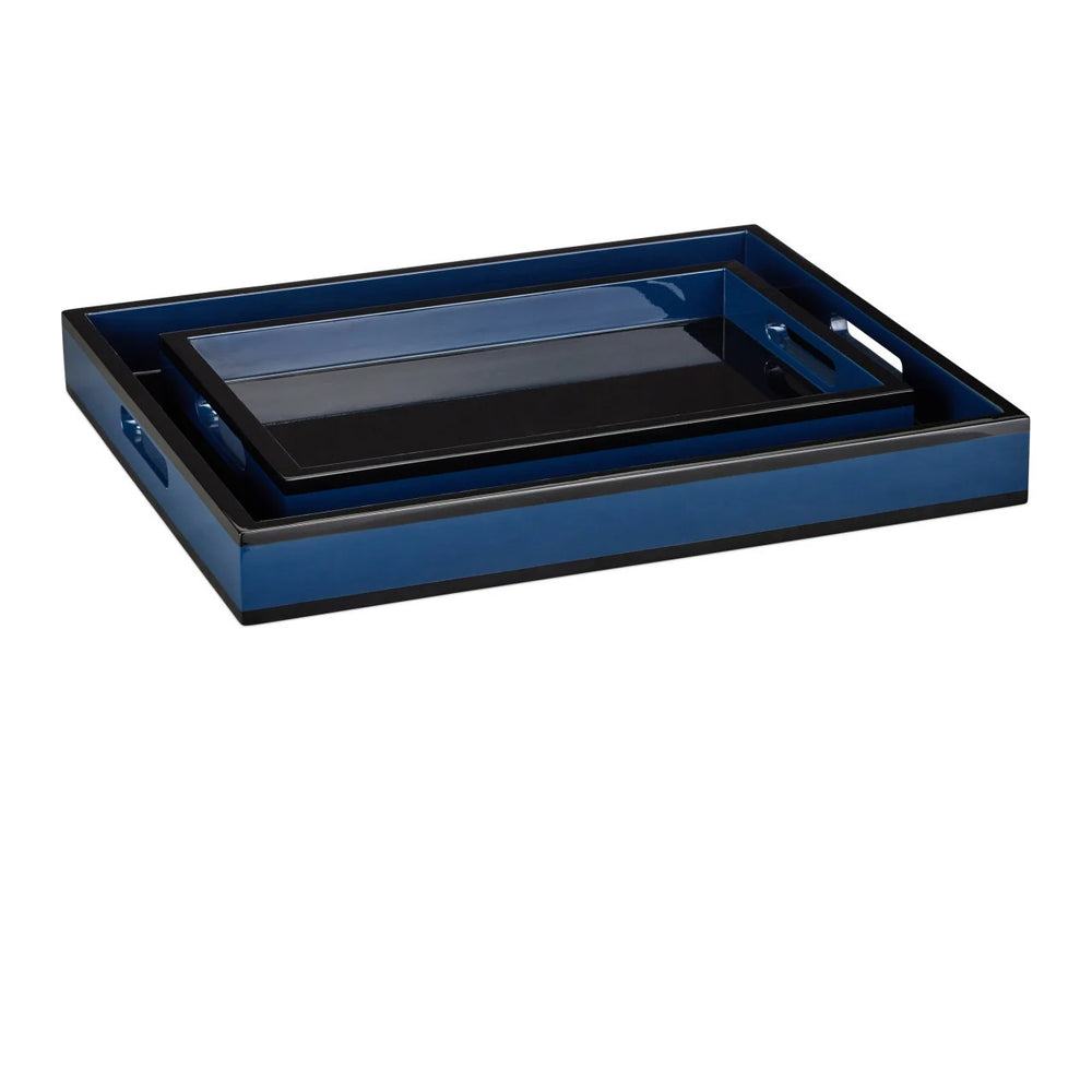 Navy Lacquer Tray Set of 2