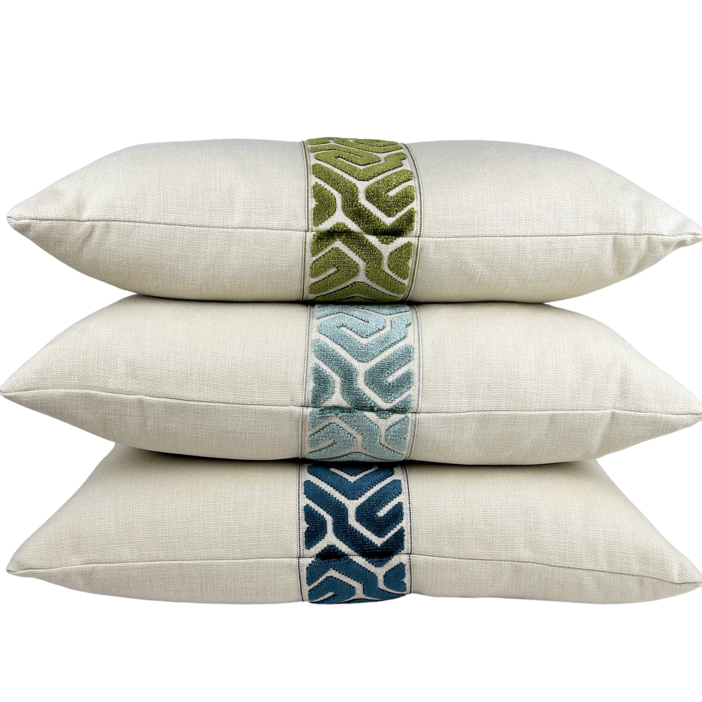 
                      
                        Lennon Aquamarine/Sand - Lumbar Throw Pillow W Blue Trim
                      
                    