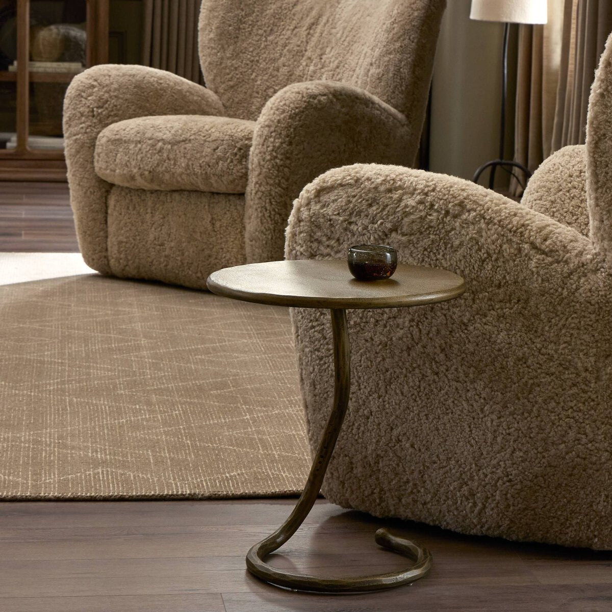 Vera End Table - Smooth Aged Aluminum