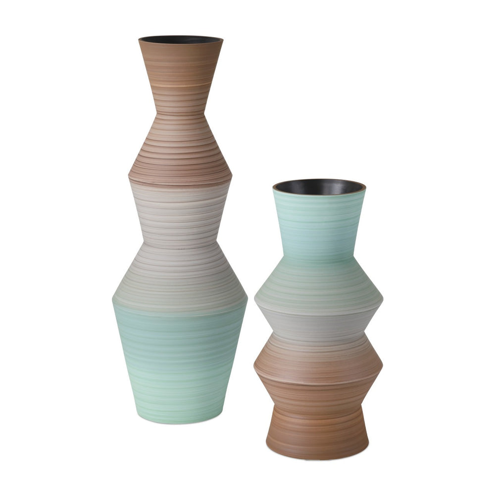 Happy 80's Brown & Pale Blue Vase Set of 2