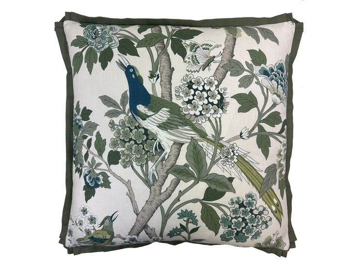 Hydrangea Bird Green Pillow