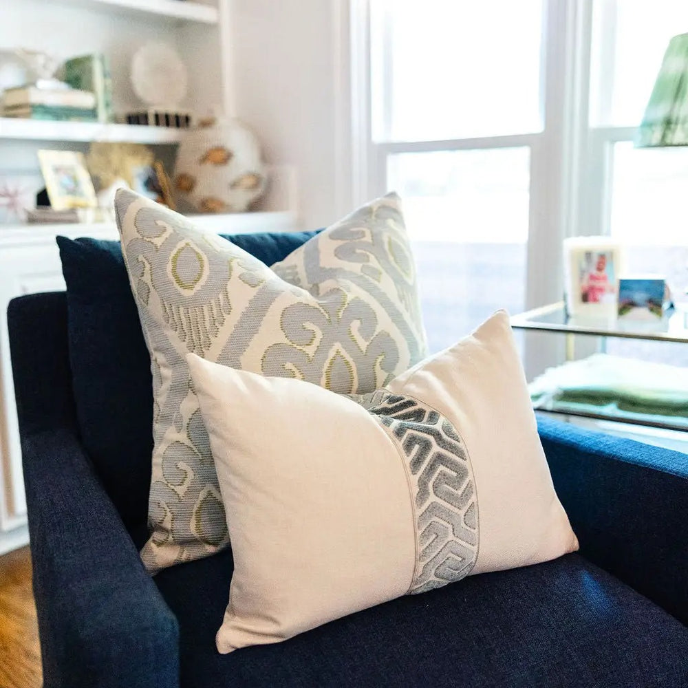 
                      
                        Lennon Aquamarine/Sand - Lumbar Throw Pillow W Blue Trim
                      
                    