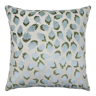 Lottie Mineral -Aqua & Green Spotted Cut Velvet Throw Pillow