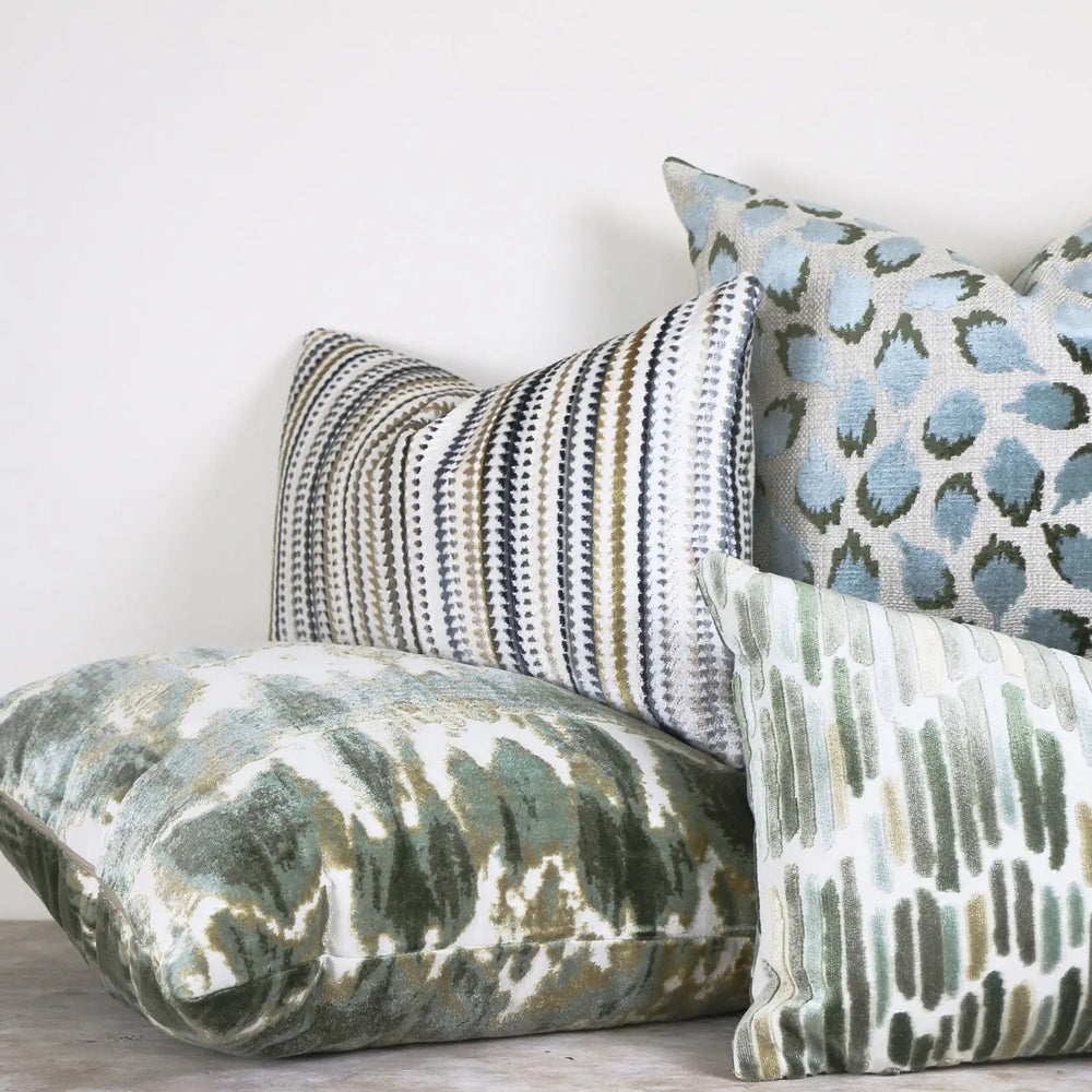 
                      
                        Lottie Mineral -Aqua & Green Spotted Cut Velvet Throw Pillow
                      
                    