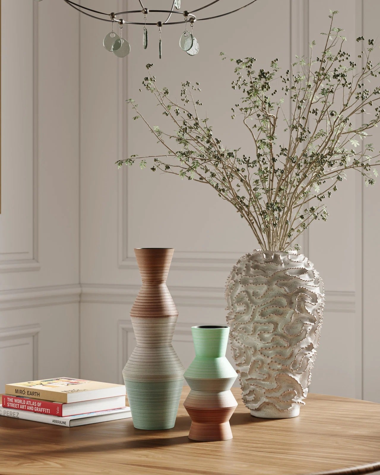 Happy 80's Brown & Pale Blue Vase Set of 2 - Thumbnail 5