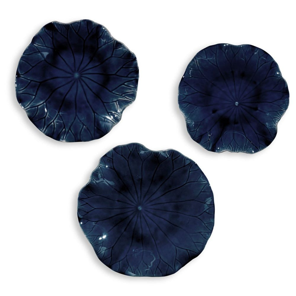 Abella Ceramic Indoor-Outdoor Wall Decor Set of 3 - Cobalt