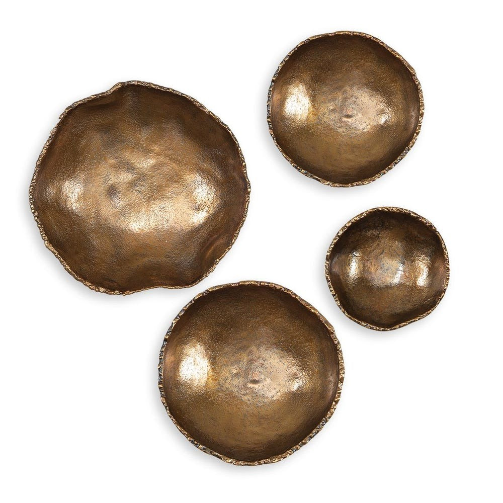 Lucky Coins Outdoor Metal Wall Decor Set of 4 - Brass