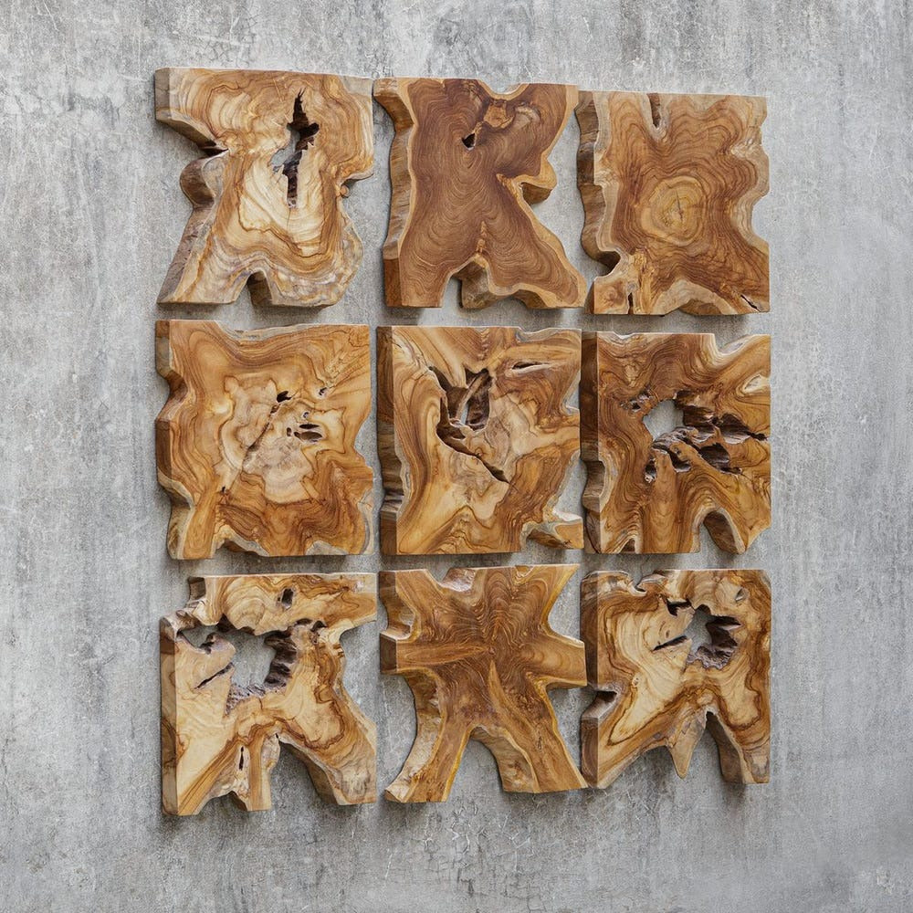 Talia Outdoor Wood Wall Decor - Set of 9