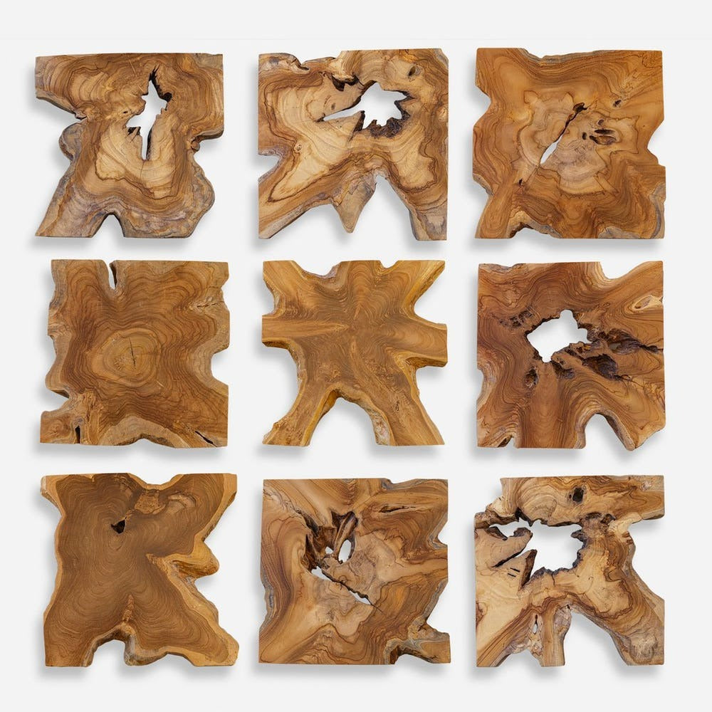 Talia Outdoor Wood Wall Decor - Set of 9