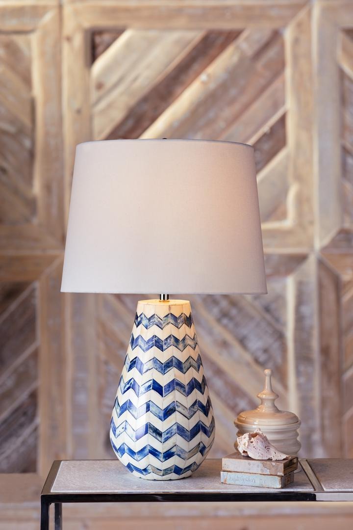 Cassia Chevron Table Lamp (Blue).