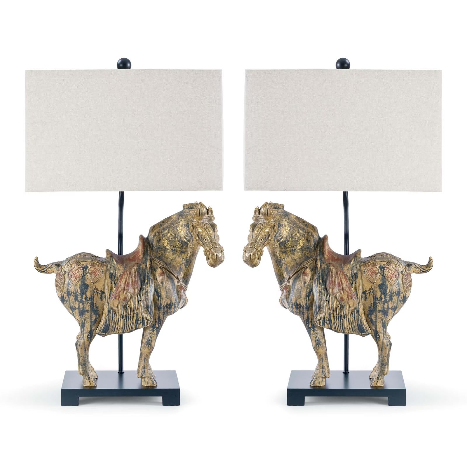Dynasty Horse Table Lamp Pair