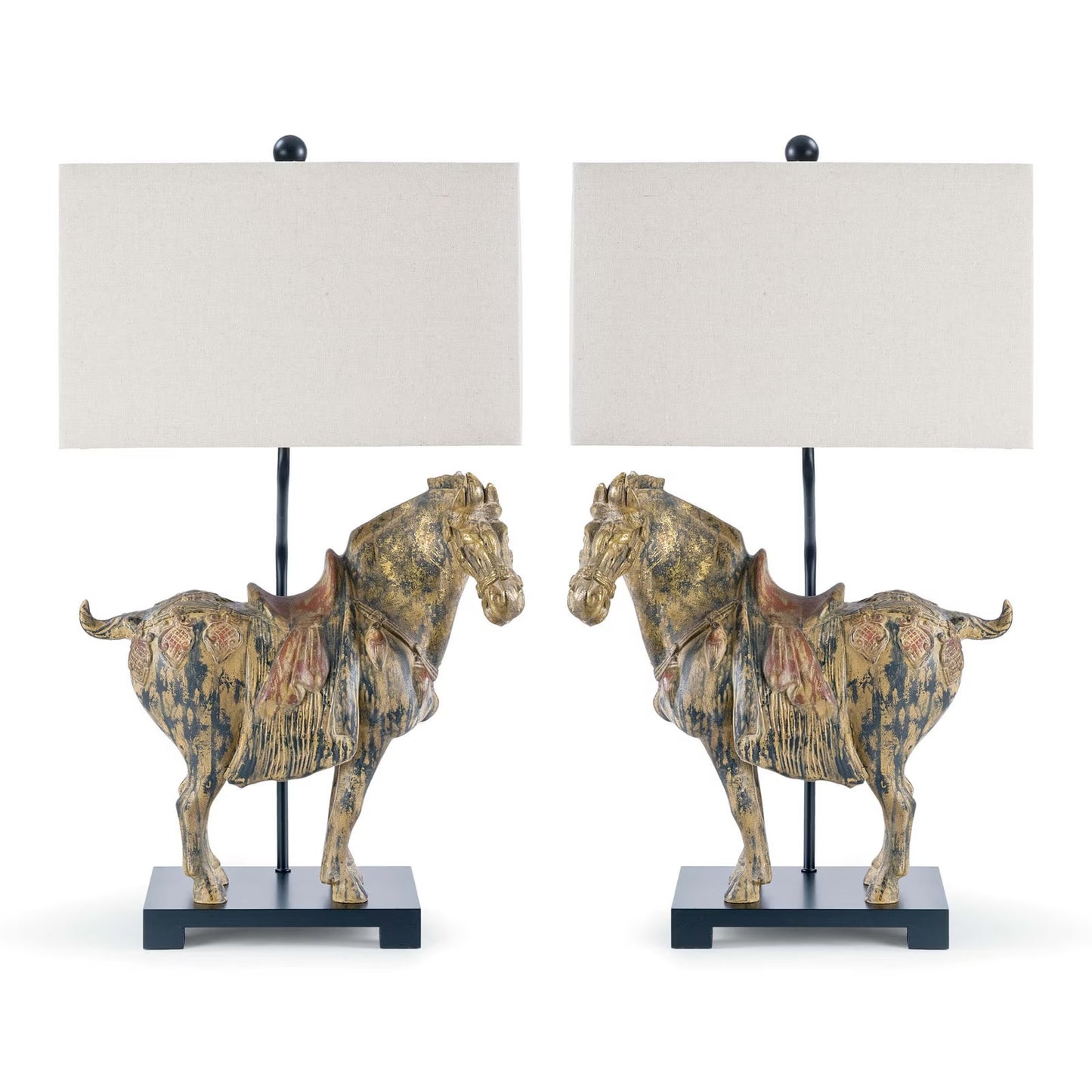 Dynasty Horse Table Lamp Pair.