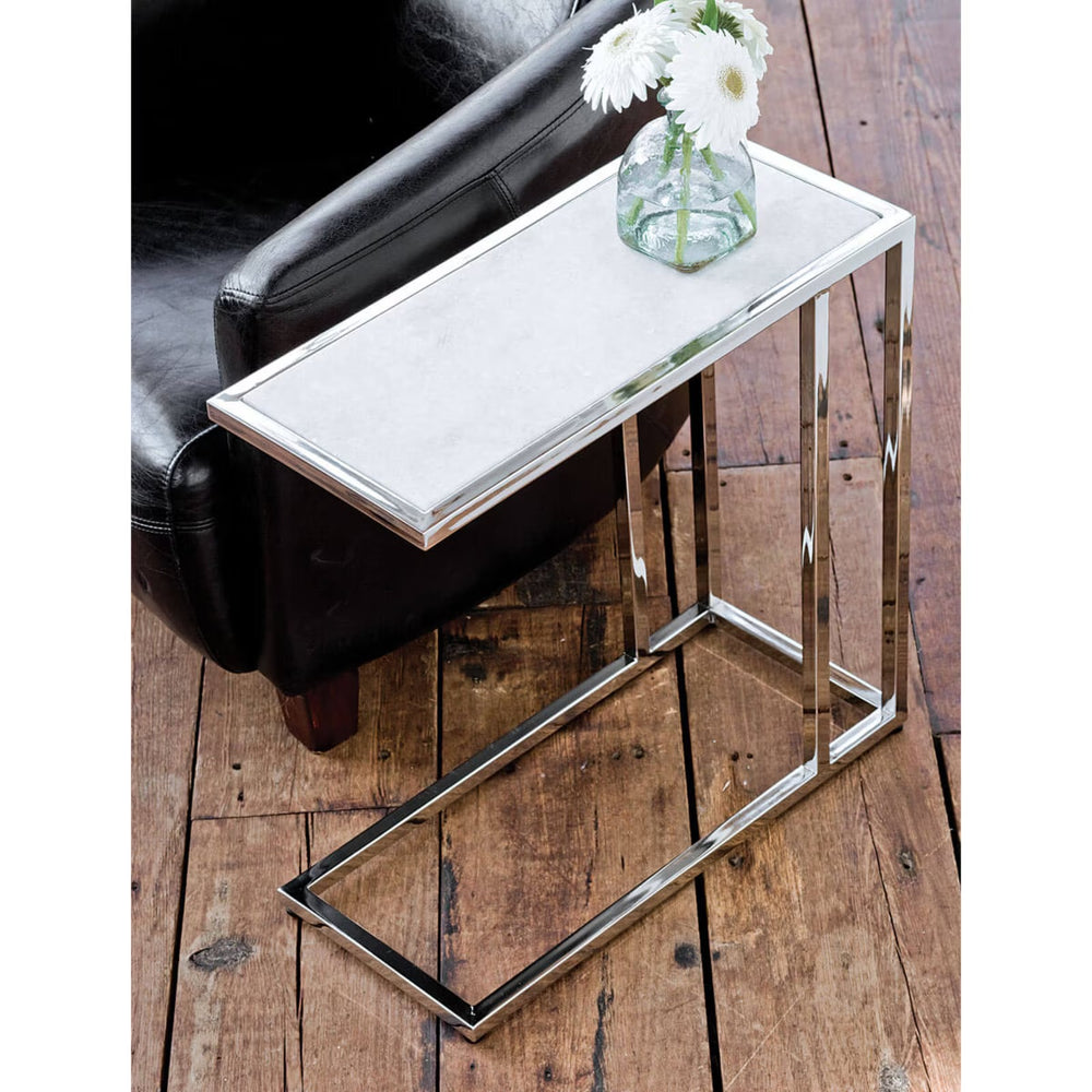 Echelon Sofa Hugger Table (Polished Nickel).