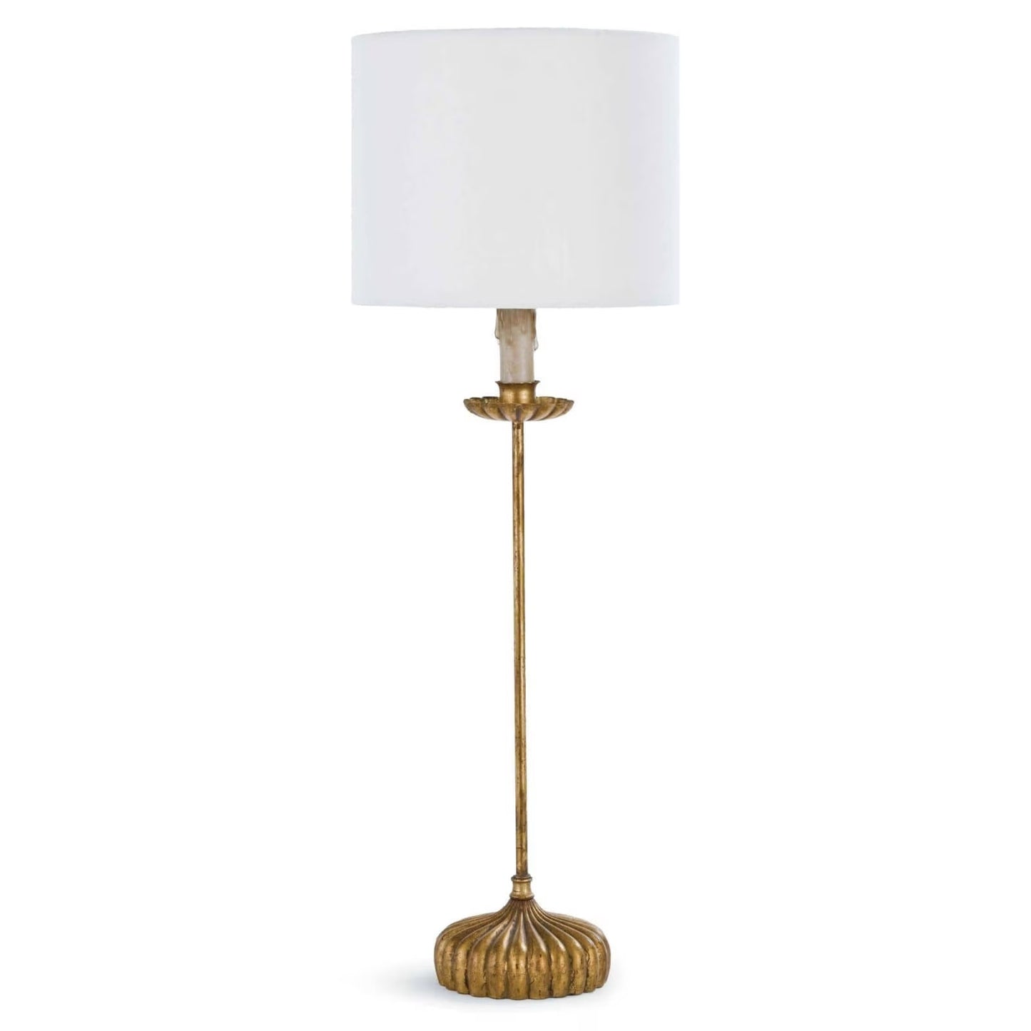 Clove Stem Buffet Table Lamp With Natural Linen Shade.