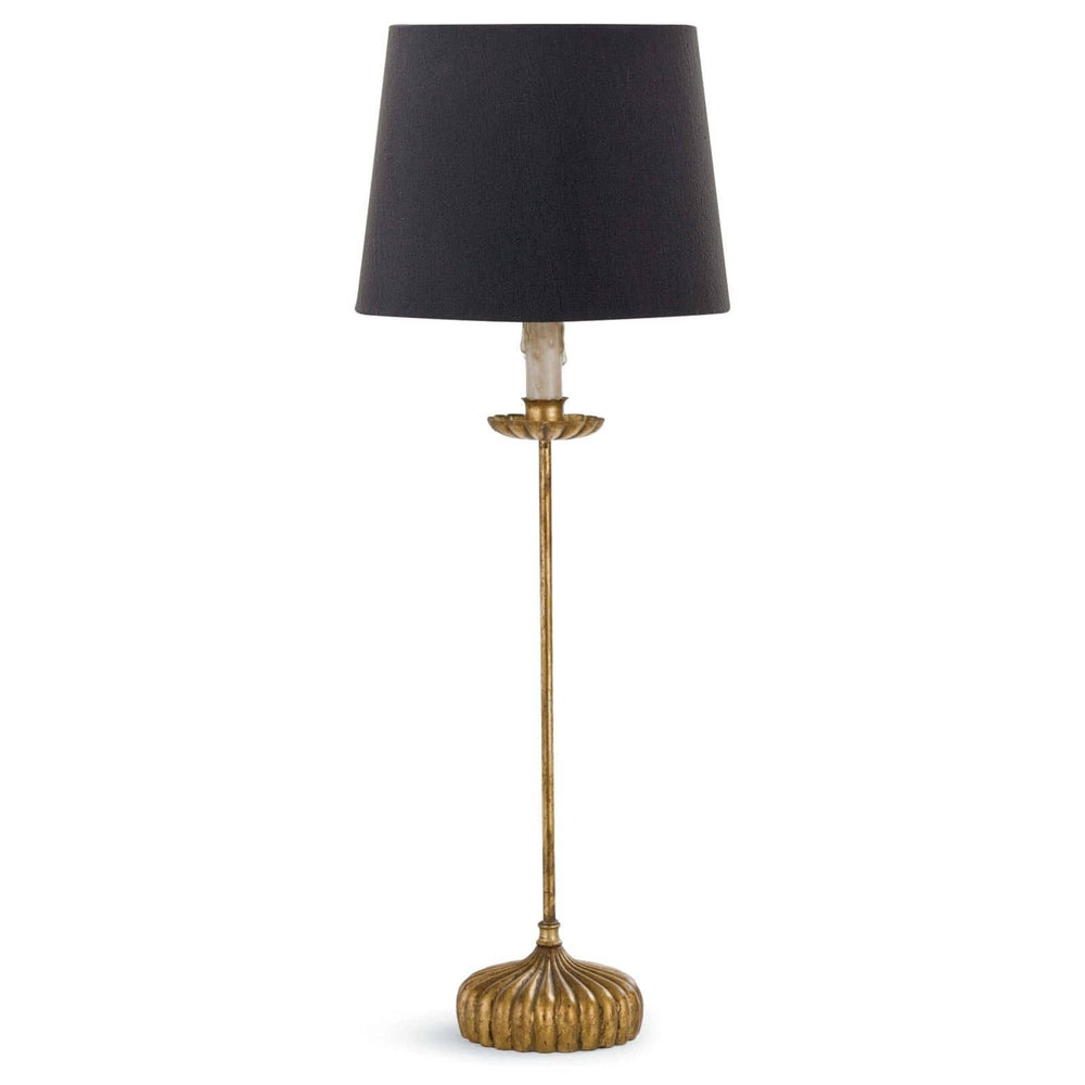 Clove Stem Buffet Table Lamp With Black Shade.