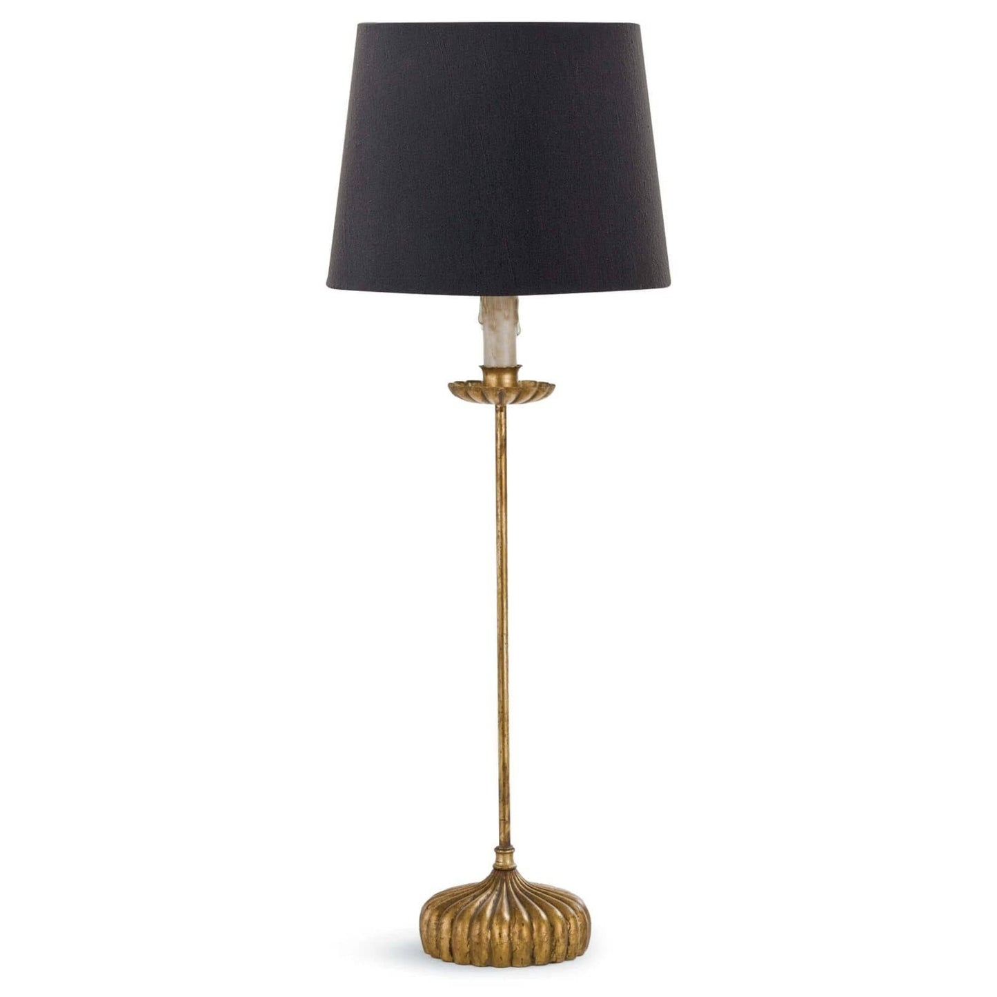 Clove Stem Buffet Table Lamp With Black Shade.