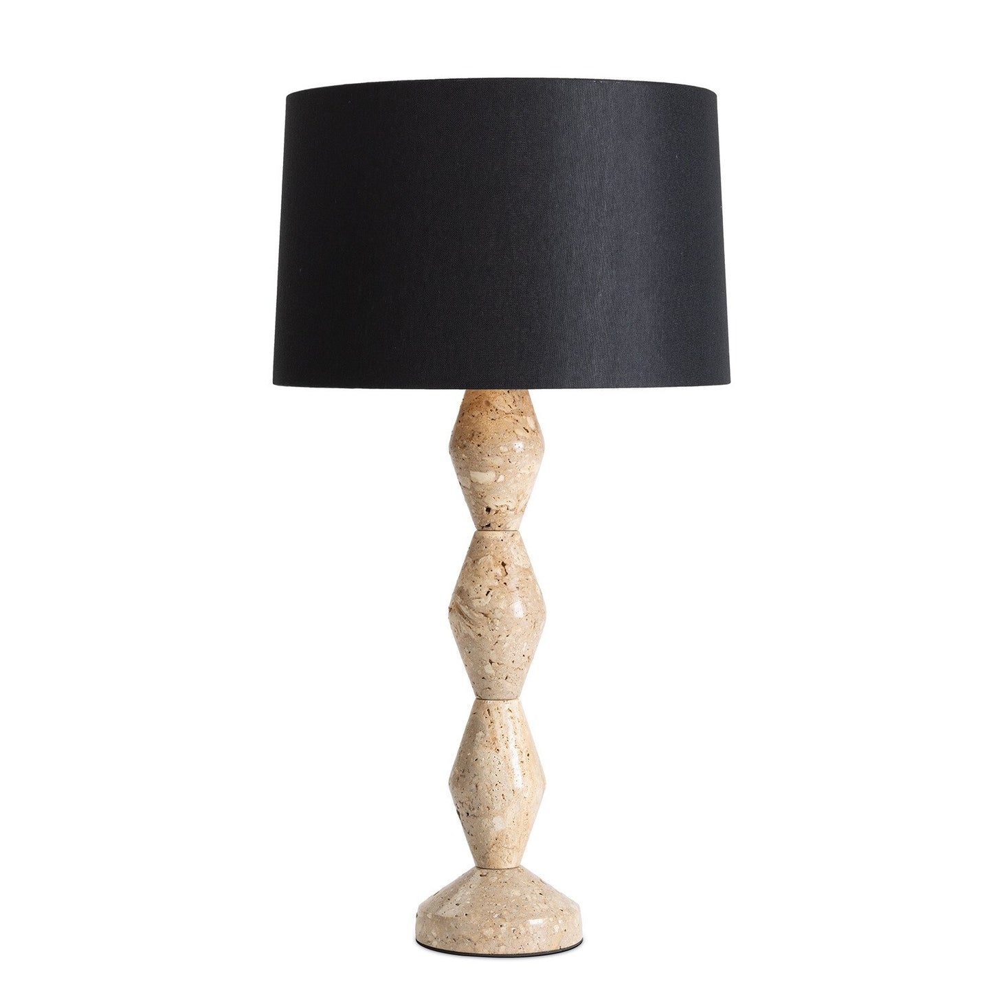 Crew Travertine Buffet Lamp (Black Shade).