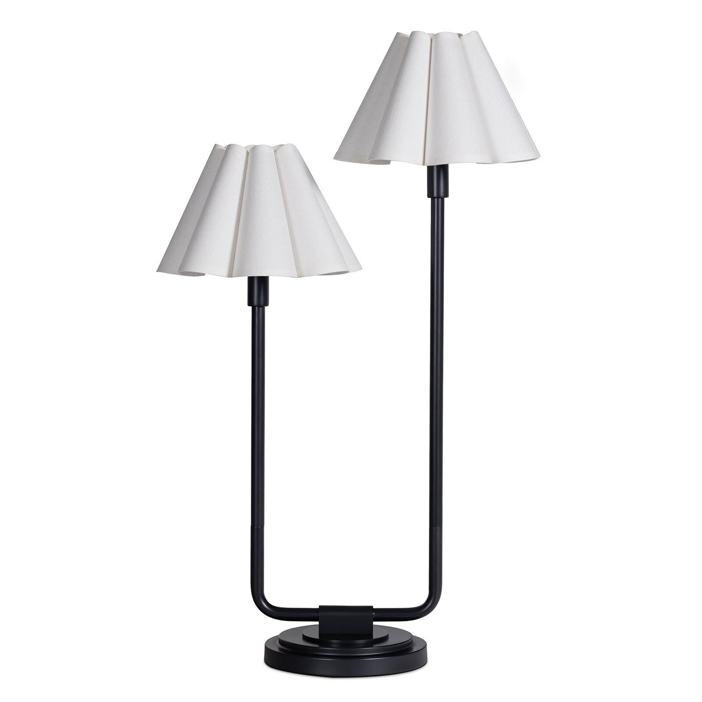 Polly Double Arm Table Lamp (Blackened Brass with White Shade)