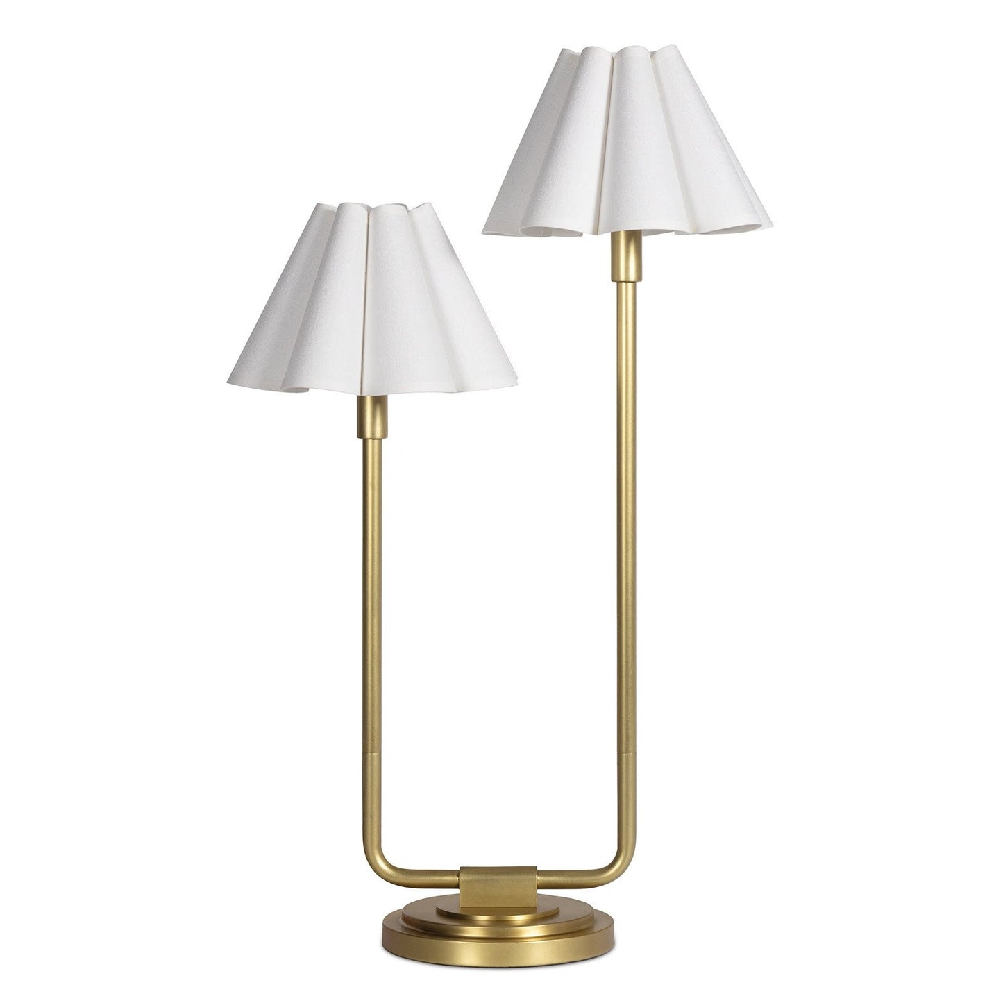 Polly Double Arm Table Lamp (Natural Brass with White Shade)