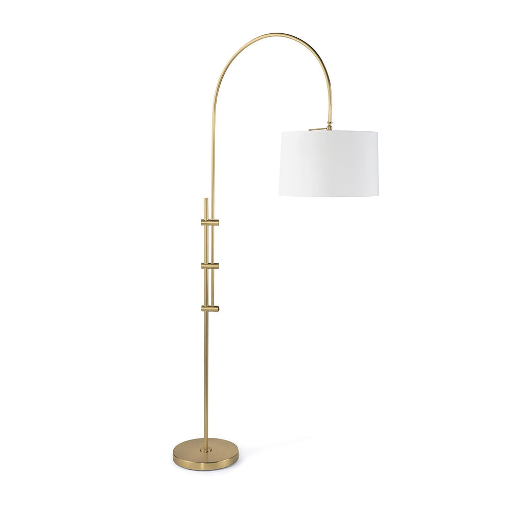 Arc Floor Lamp With Fabric Shade (Natural Brass).