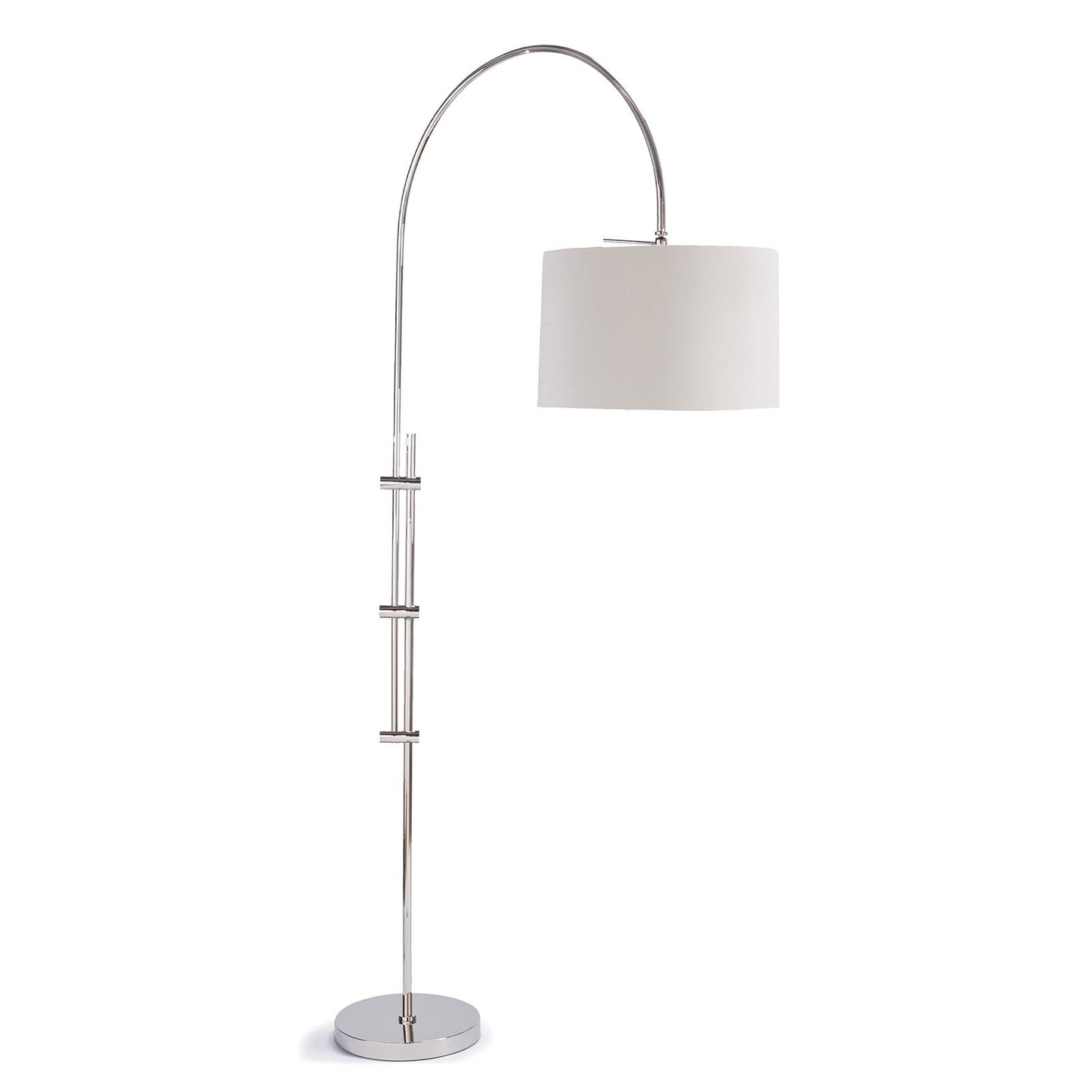 Arc Floor Lamp With Fabric Shade (Polished Nickel).