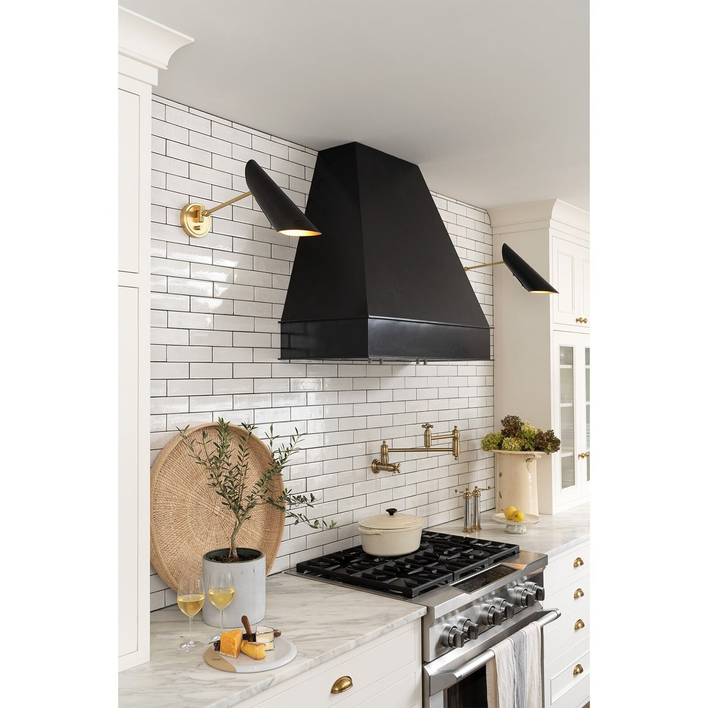 Vest Single Arm Sconce (White and Natural Brass)