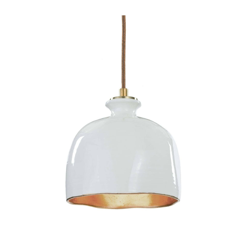 Bianca Ceramic Pendant (Gloss White and Gold).