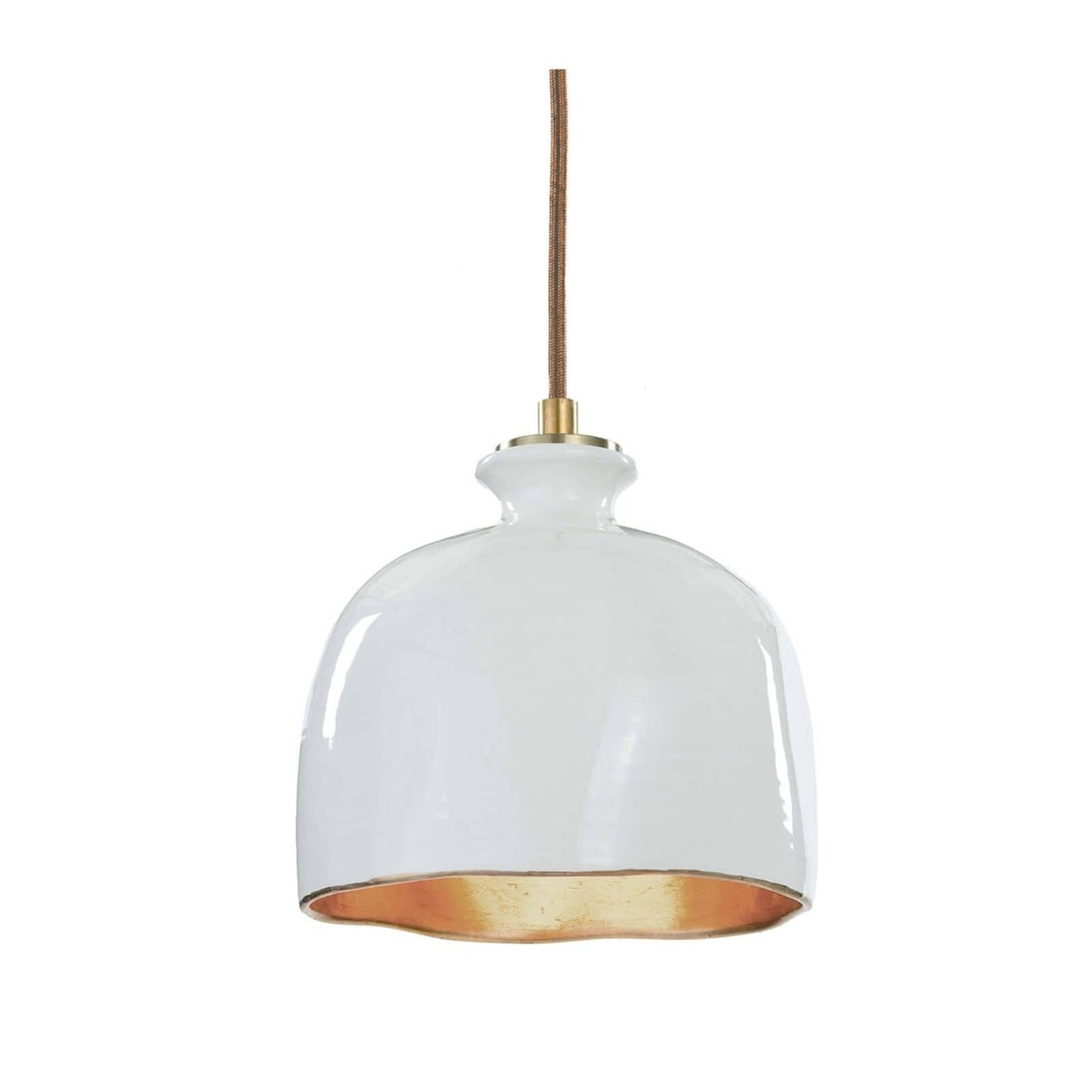 Bianca Ceramic Pendant (Gloss White and Gold).