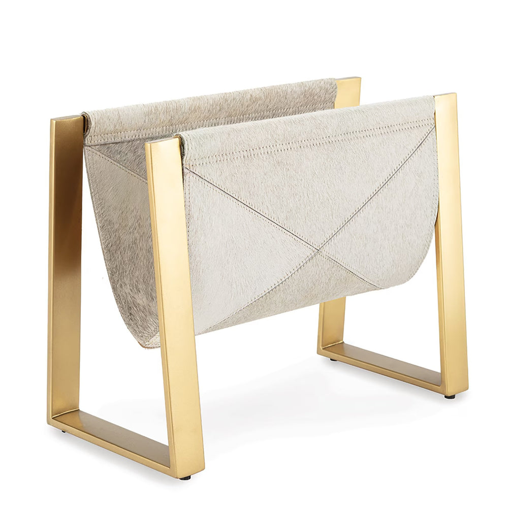 
                      
                        Andres Hair on Hide Magazine Rack (Brass).
                      
                    