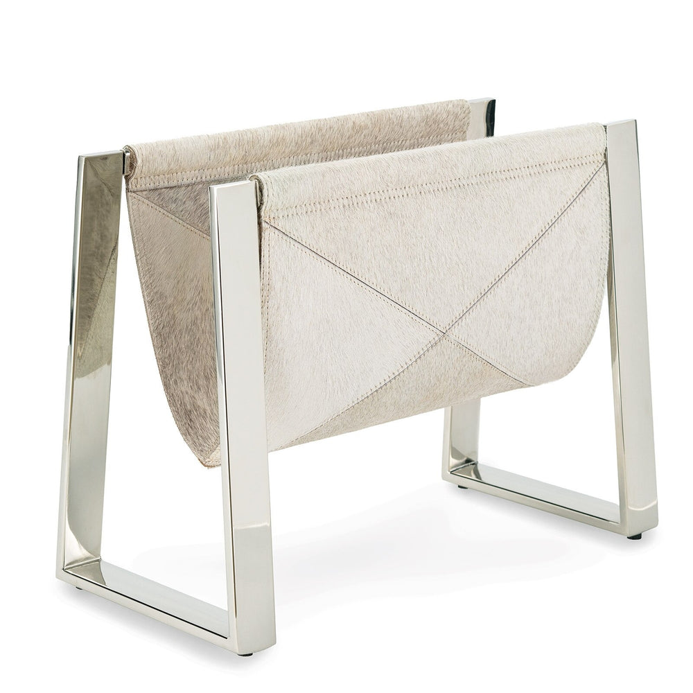 Andres Hair on Hide Magazine Rack (Polished Nickel).
