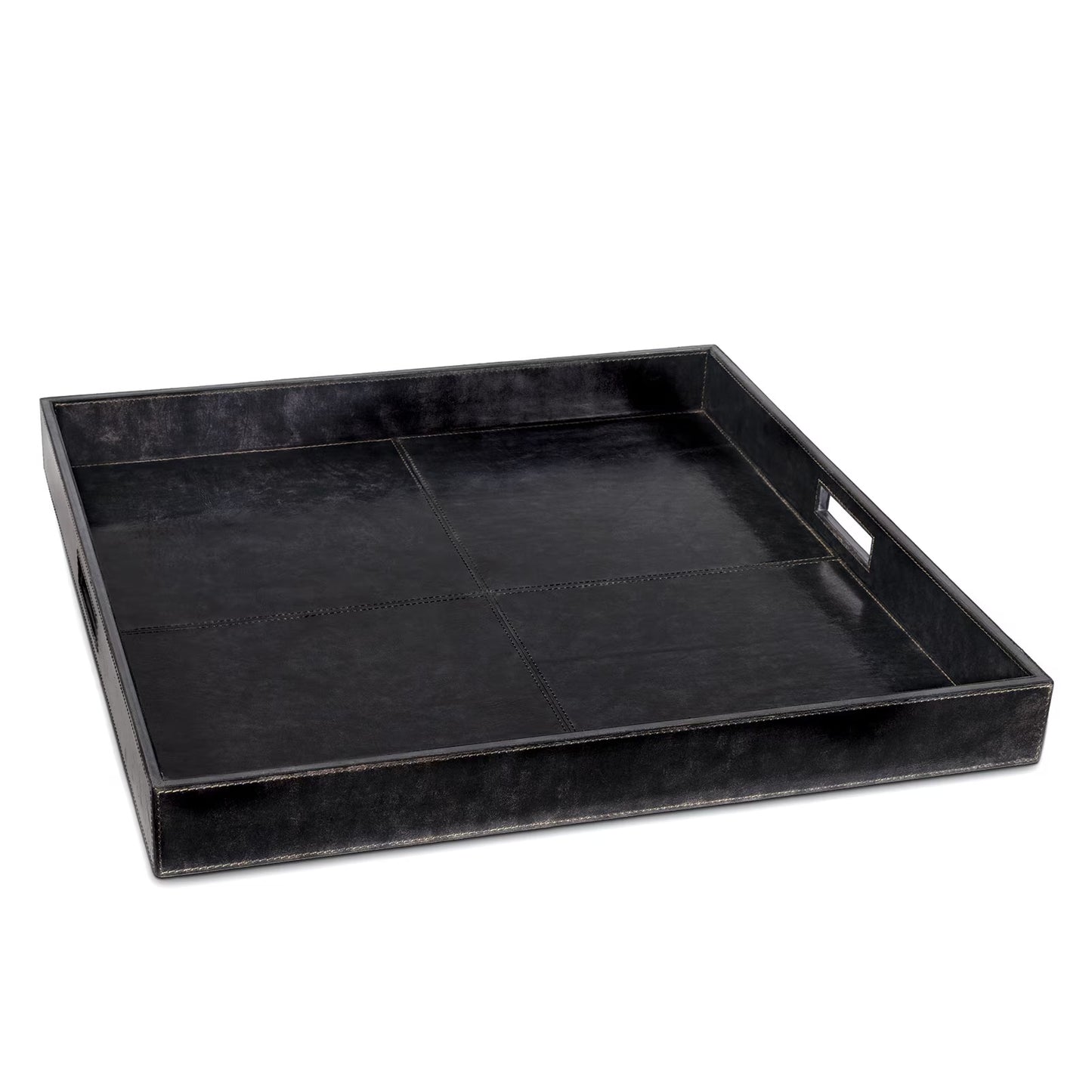 Derby Square Leather Tray (Black).