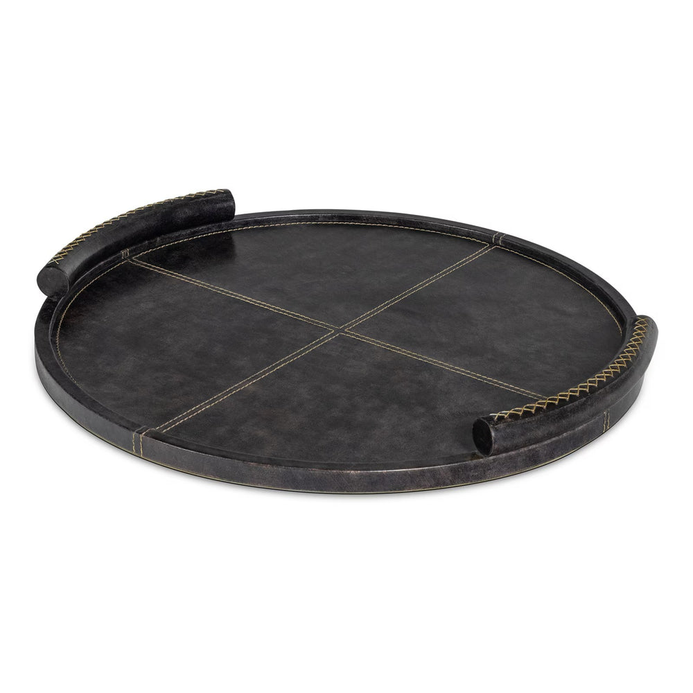 Forte Leather Tray Round (Black).