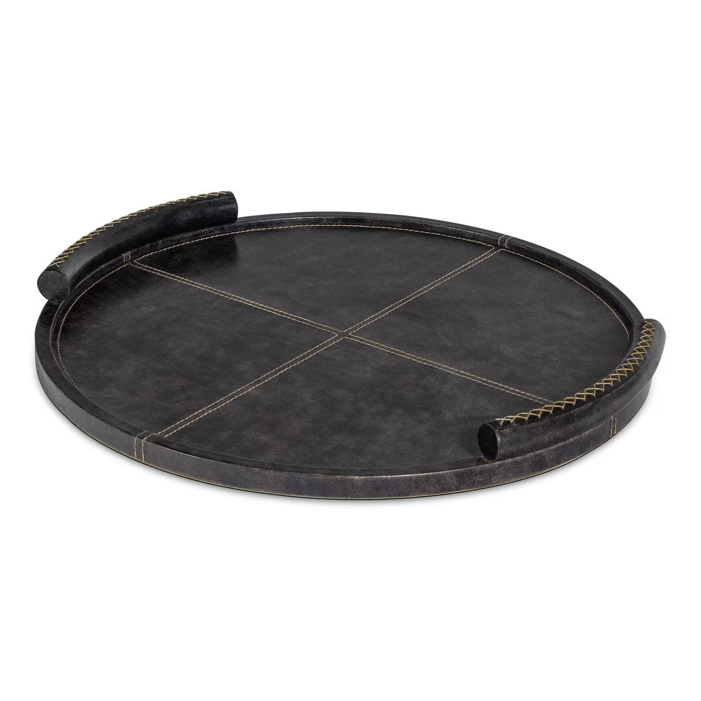 Forte Leather Tray Round (Black).