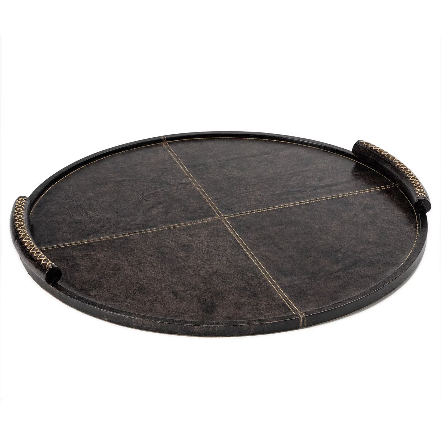 Forte Leather Tray Round Large (Black).