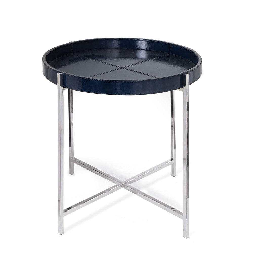 Derby Leather Tray Table (Blue).