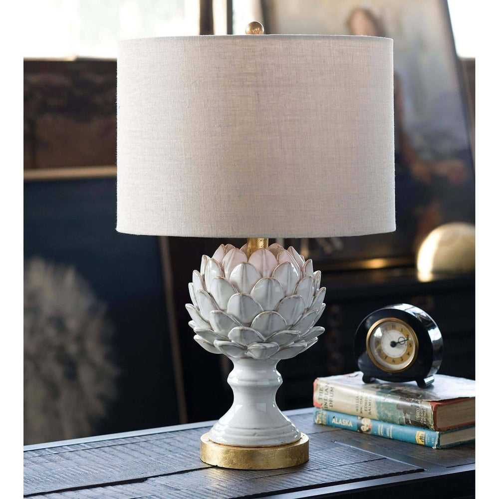 
                      
                        Leafy Artichoke Ceramic Table Lamp (Off White)
                      
                    