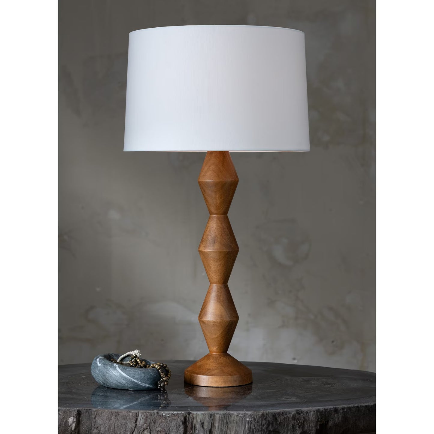 Crew Walnut Buffet Lamp (Natural Linen Shade).