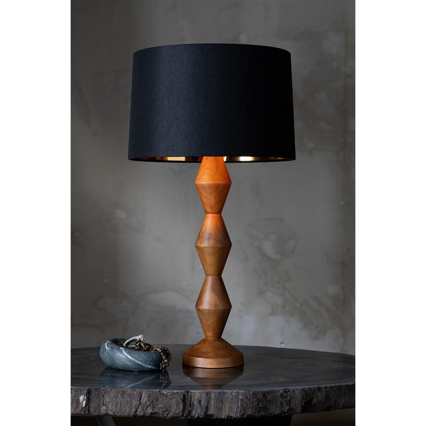 Crew Walnut Buffet Lamp (Black Shade).