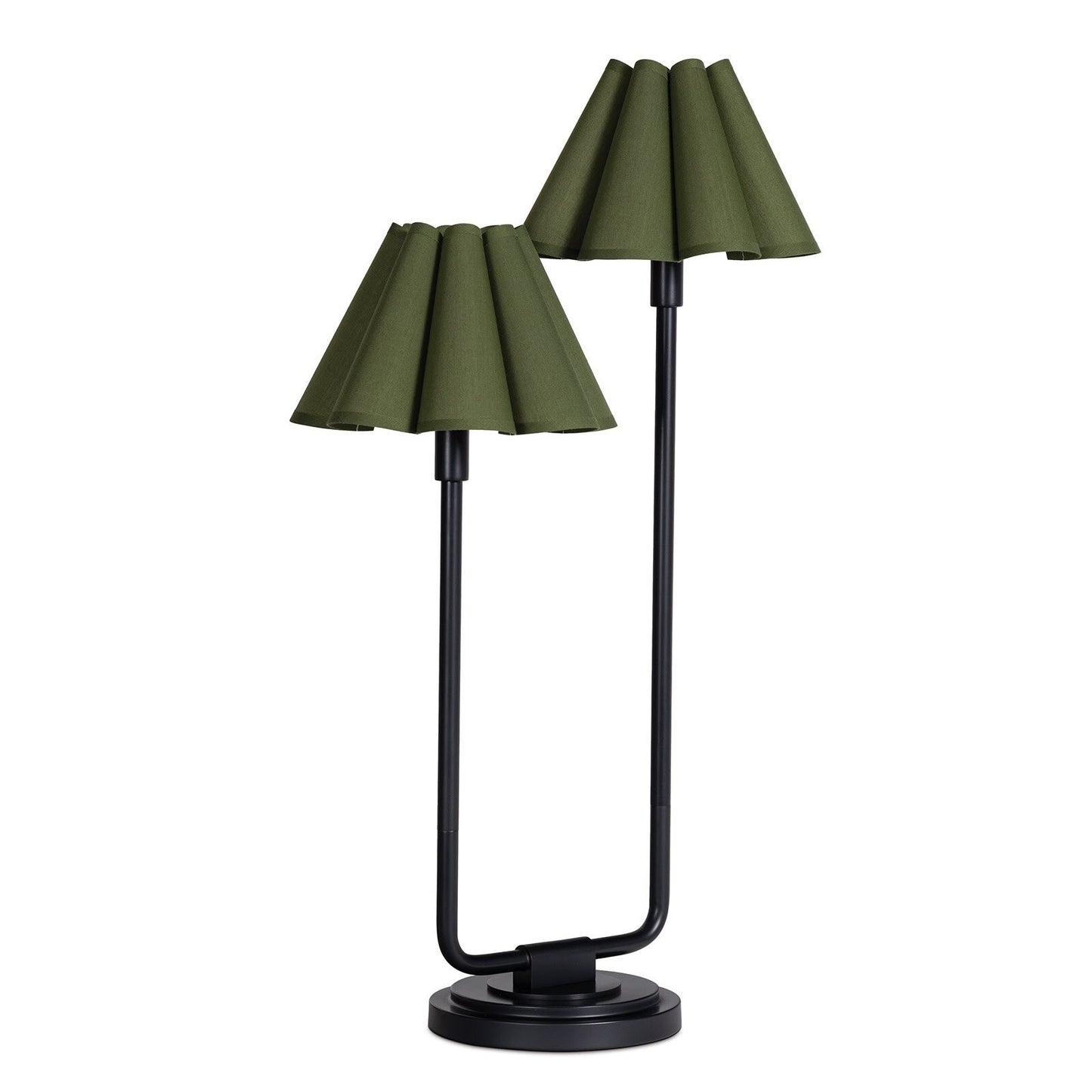 Polly Double Arm Table Lamp (Blackened Brass with Green Shade)