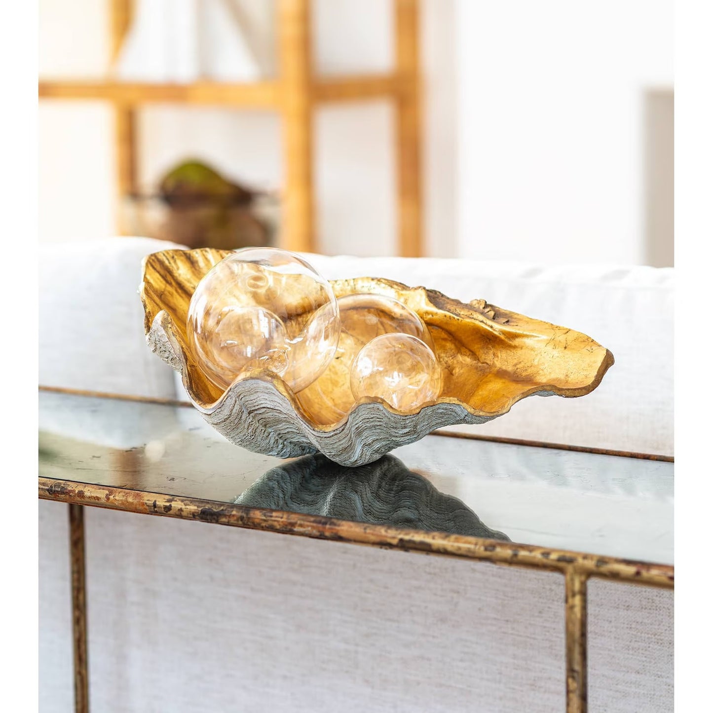 Clam Bowl Small (Ambered Silver Leaf).