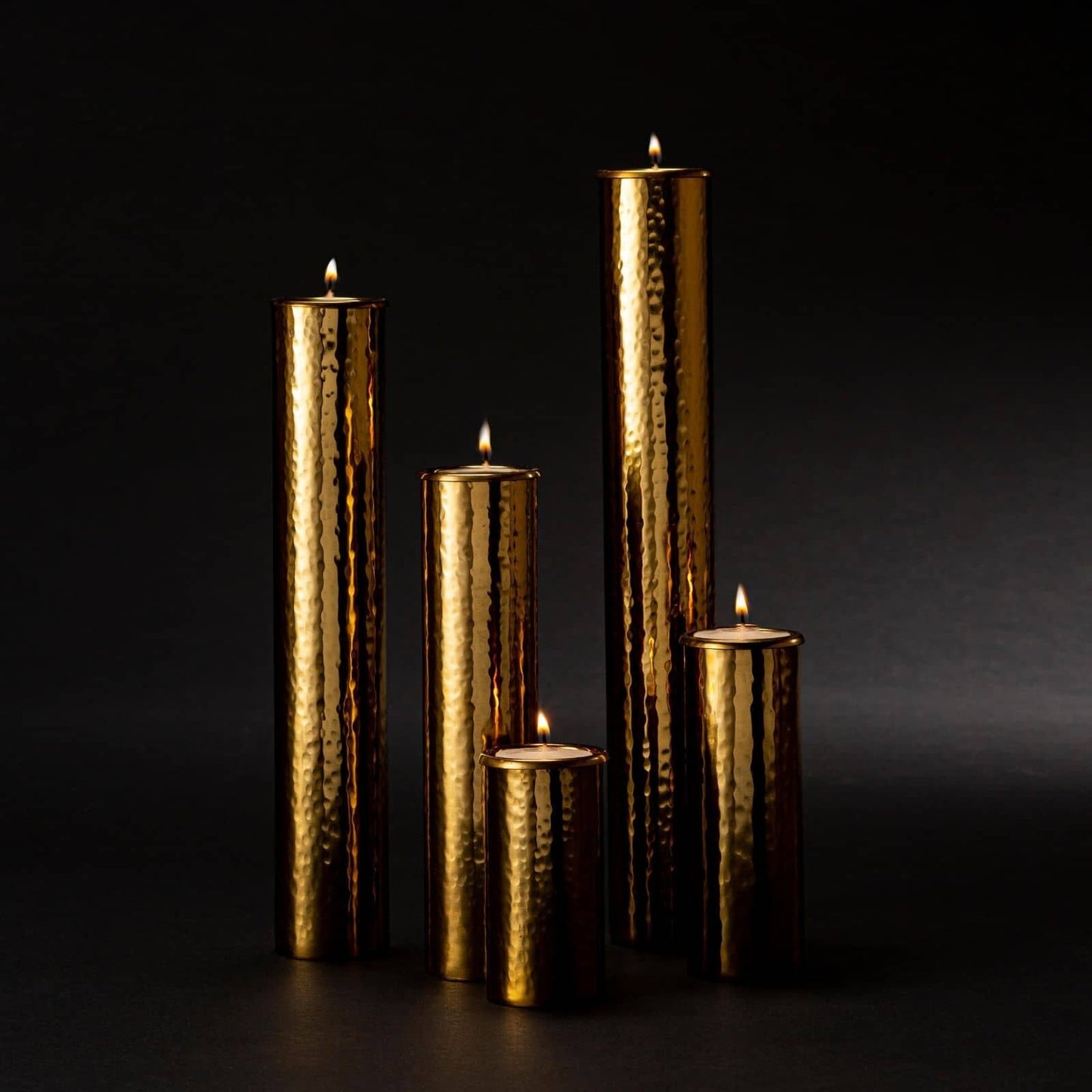 Hammered Bud Vase Set (Polished Brass)