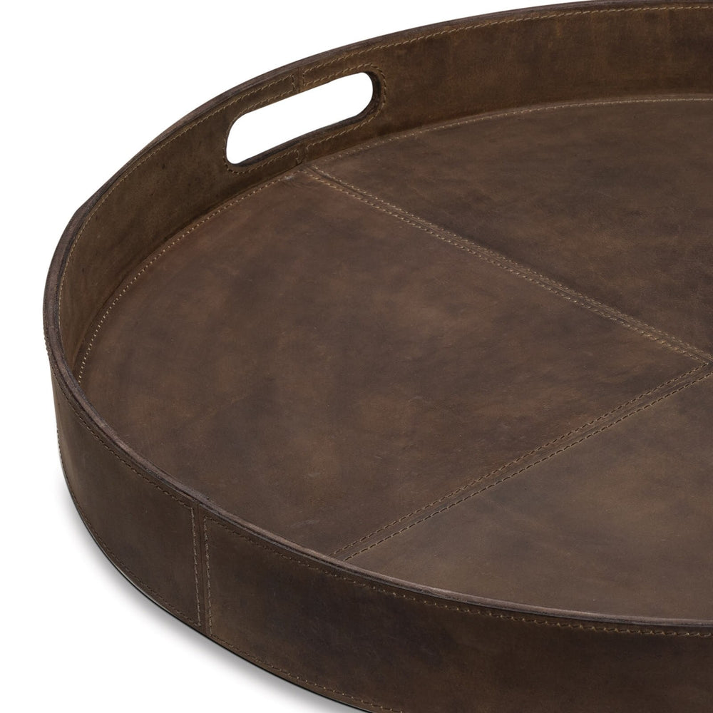
                      
                        Derby Round Leather Tray (Brown).
                      
                    
