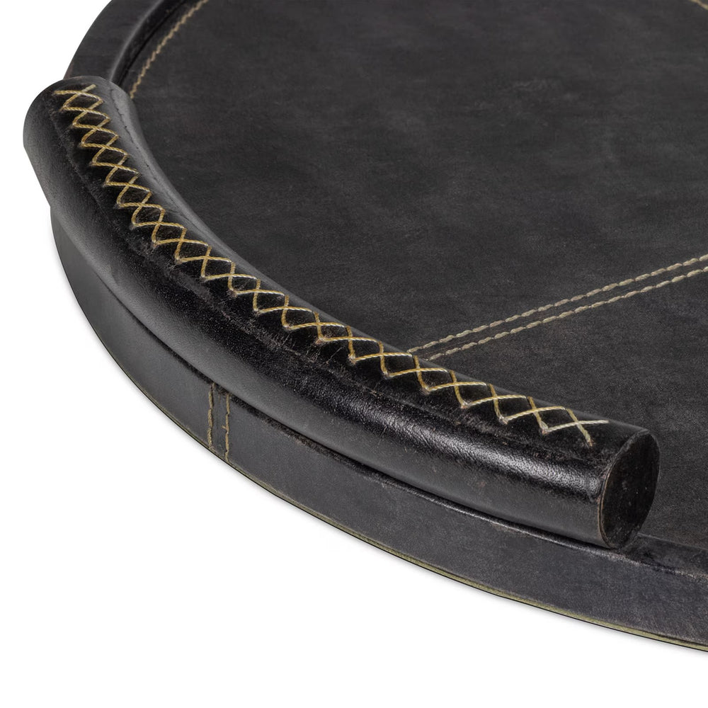 Forte Leather Tray Round (Black).